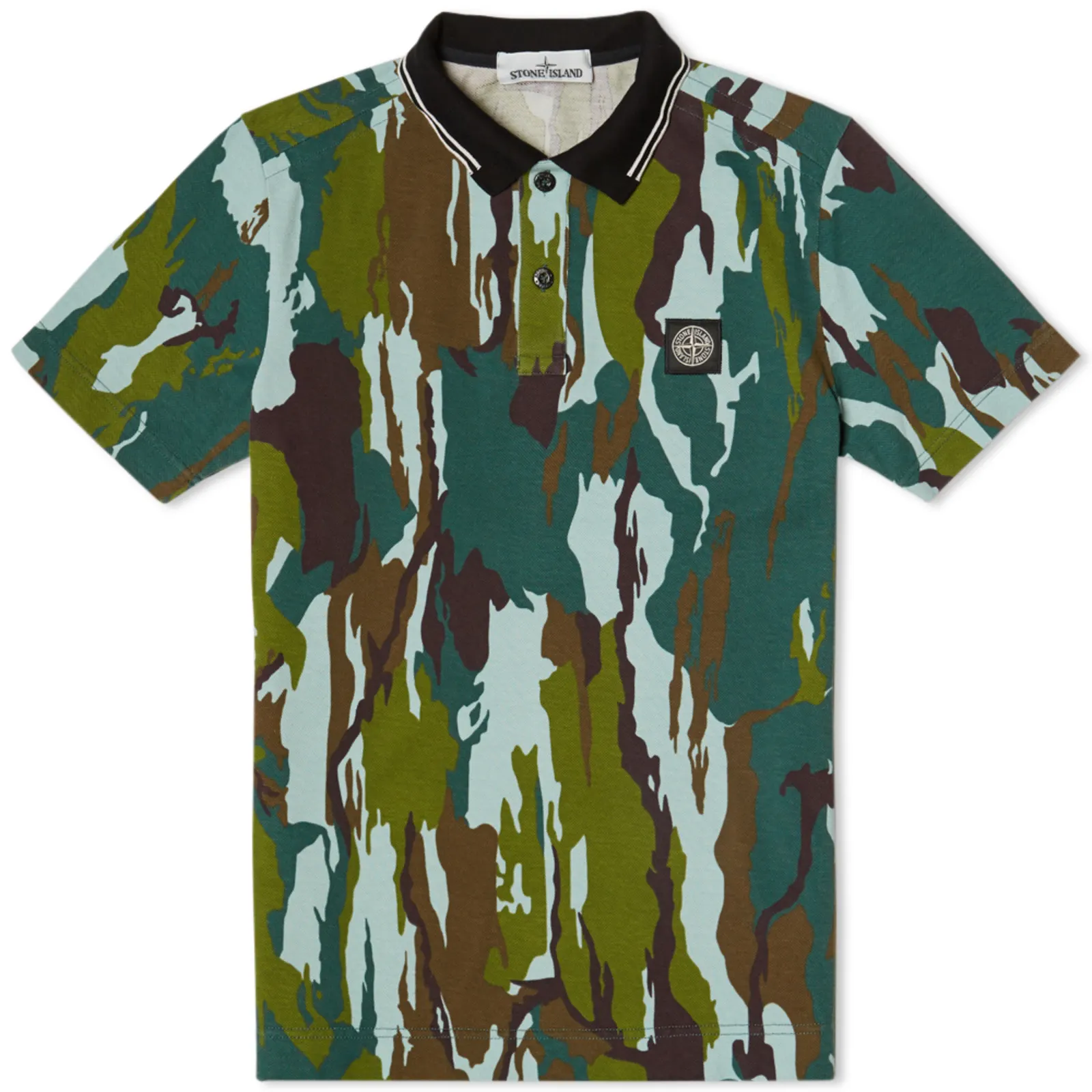 Stone Island Garment Dyed Camouflage Pique Polo