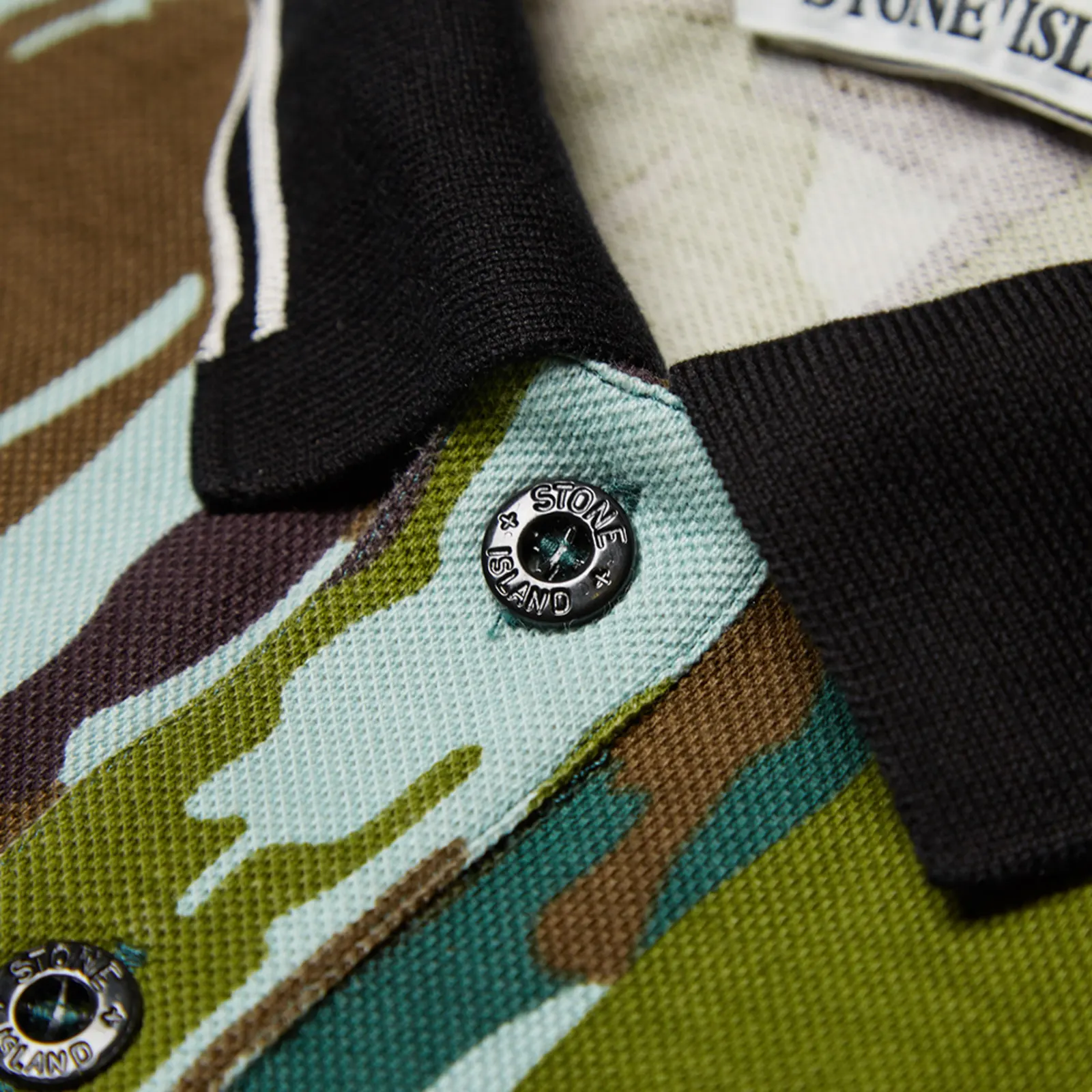 Stone Island Garment Dyed Camouflage Pique Polo